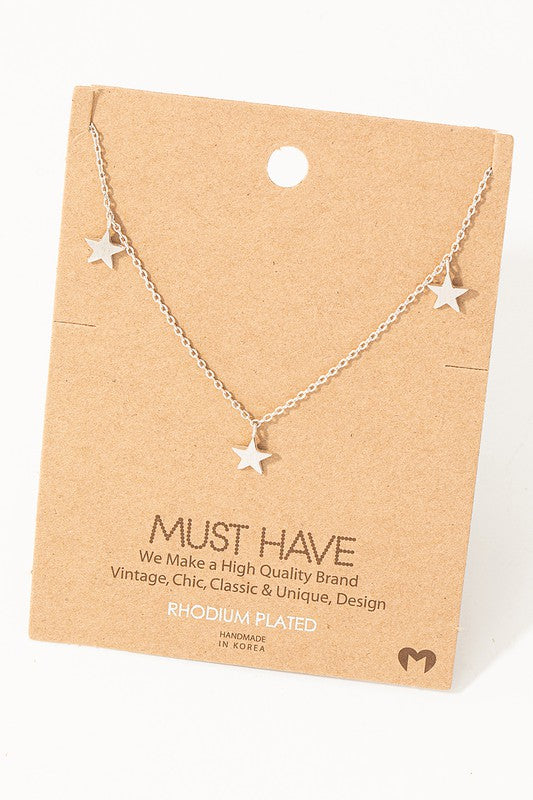 Dainty Star Station Necklace Silver